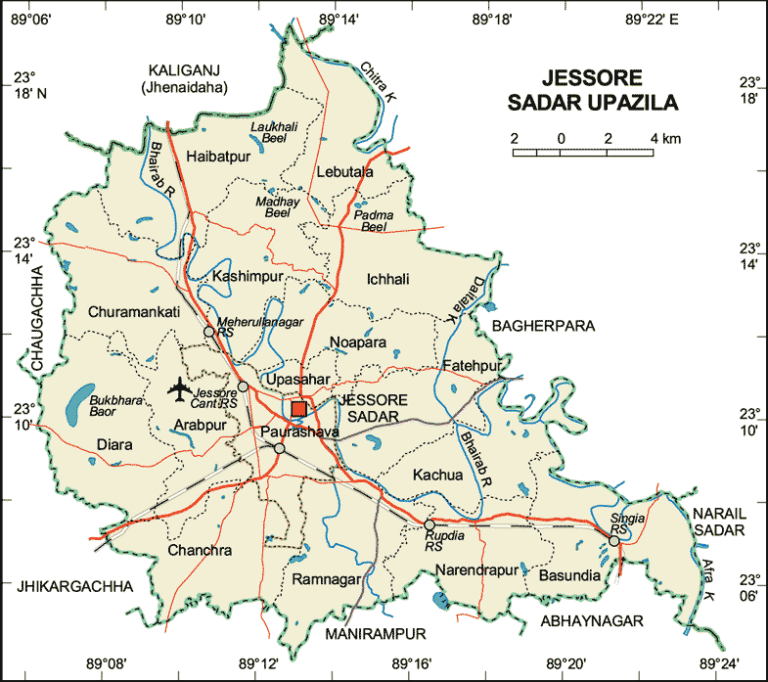 যশোর জেলার মানচিত্র