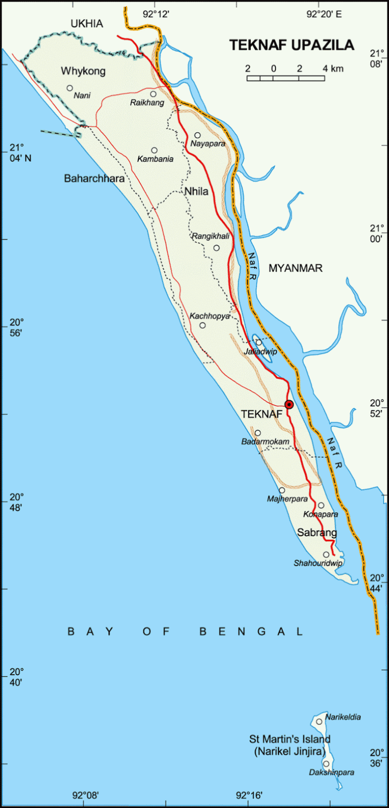 টেকনাফ উপজেলার ইউনিয়ন সমূহ
