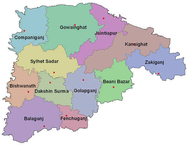 দক্ষিণ সুরমা উপজেলার ইউনিয়ন সমূহ
